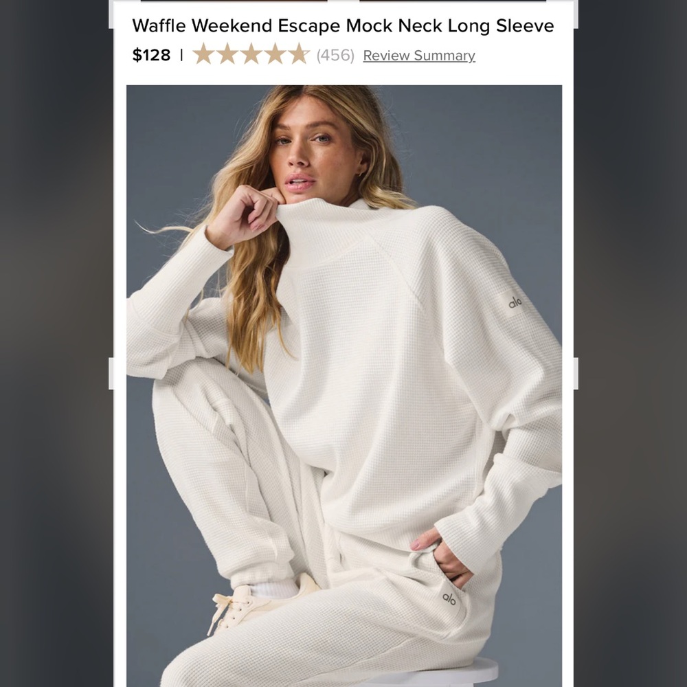 ALO Waffle Weekend Escape Mock Neck Long Sleeve